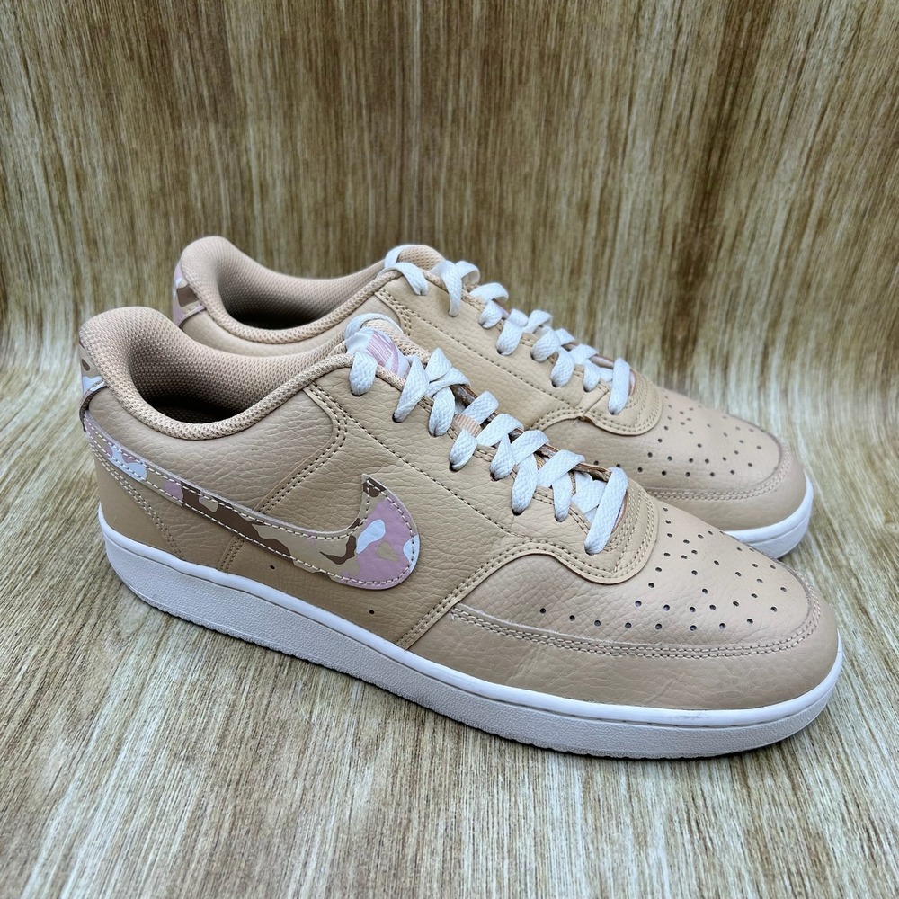 Nike Court Vision Low Women's Size‎ 10 Sesame Camo Shoes Sneakers DX3734-200